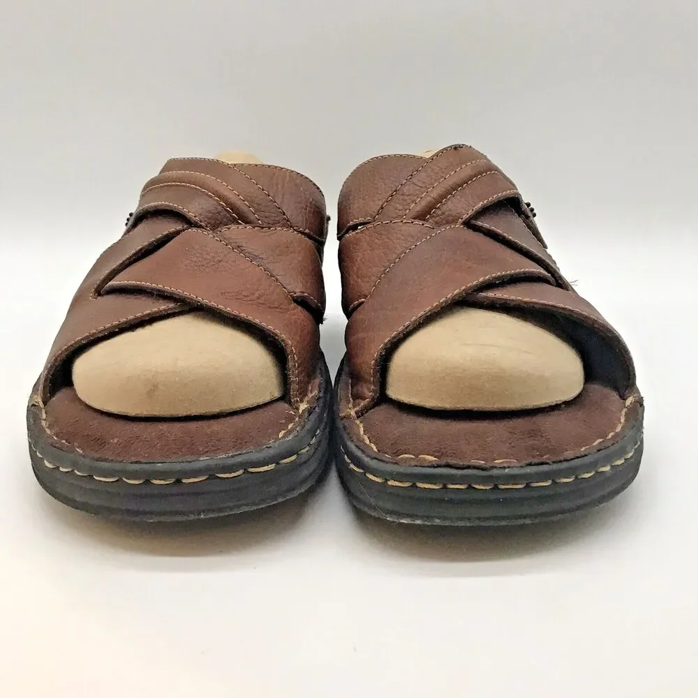 Dr. Scholl’s Clay Air Pillo Gel Comfort Slides Men’s 13 Brown Leather Sandals